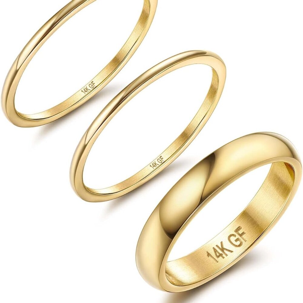 Luxurious 14k Gold Filled Stackable Rings Set For… - image 1